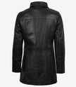 Manteau Bristol en cuir noir pour femme - Longueur 3/4
