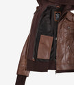 Blouson aviateur en cuir ciré cognac Tralee pour femme avec capuche amovible