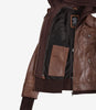 Blouson aviateur en cuir ciré cognac Tralee pour femme avec capuche amovible