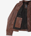 Veste style motard en cuir cognac pour femme
