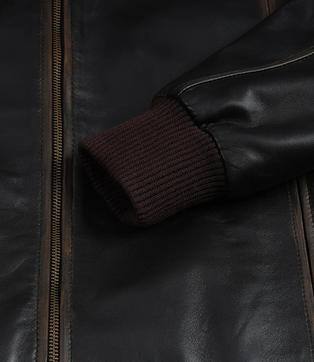 Veste en cuir noir style motard pour homme