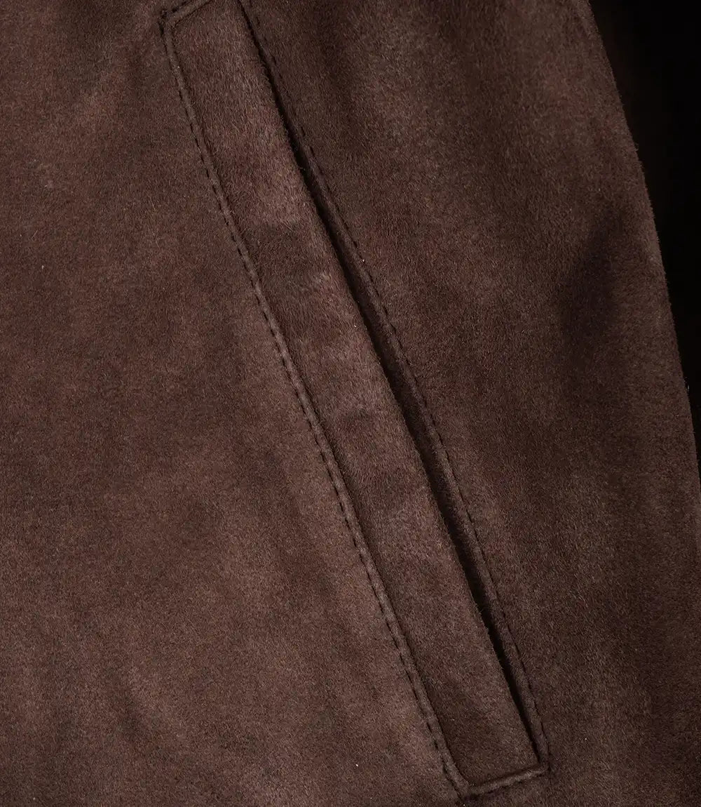 Blouson aviateur en daim marron foncé pour homme