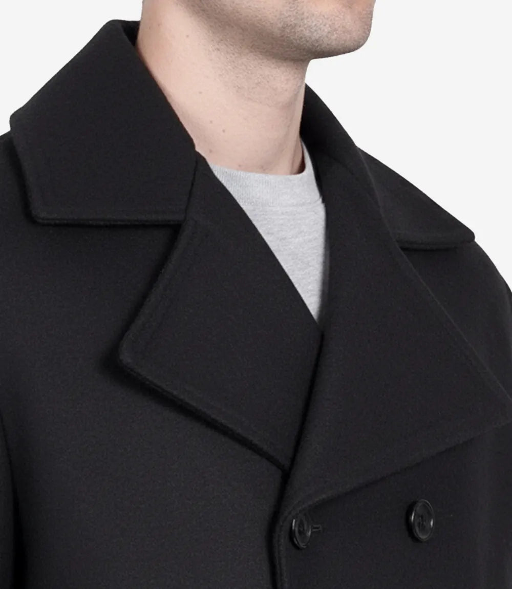 Manteau croisé en laine noire Kenney pour homme – Qualité supérieure