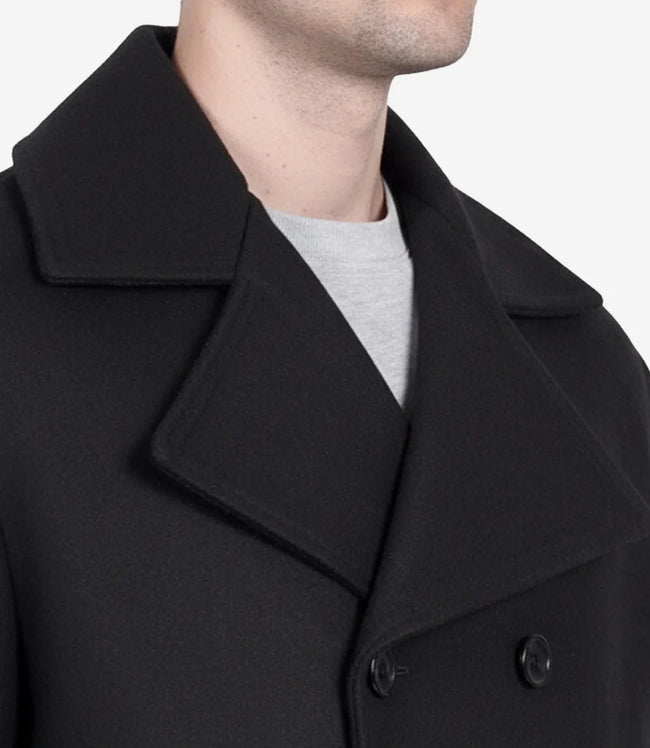 Manteau croisé en laine noire Kenney pour homme – Qualité supérieure