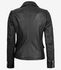 Blazer croisé en cuir noir pour femme Kim