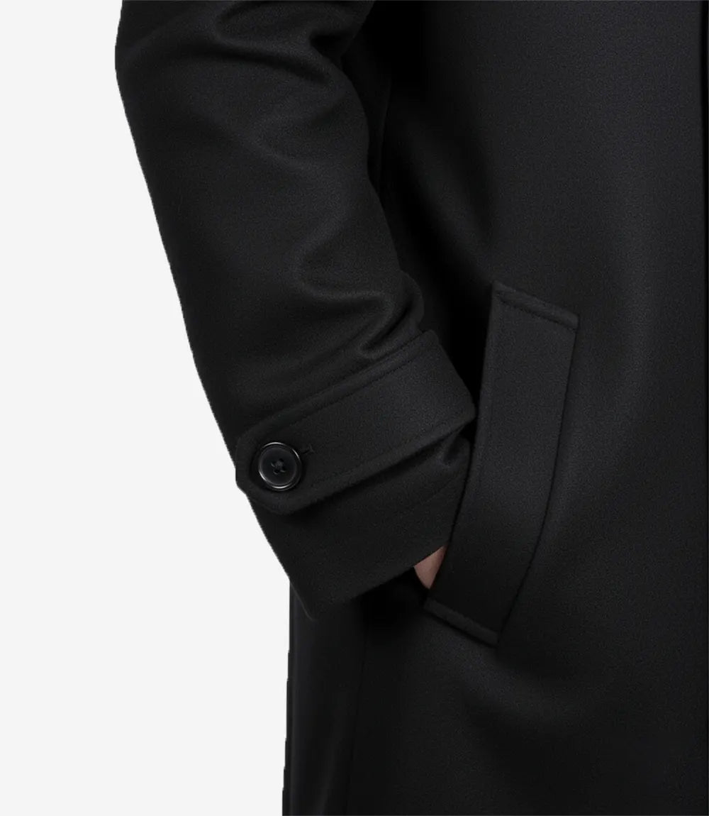 Manteau croisé en laine noire Kenney pour homme – Qualité supérieure