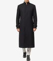 Trench-coat en laine noire à col montant pour homme McGhee