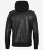 Blouson aviateur en cuir noir pour homme avec capuche amovible