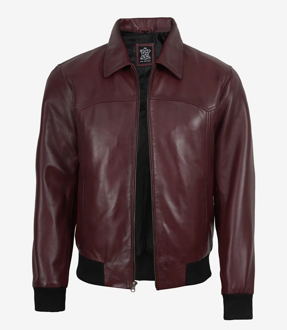 Veste en cuir noir style motard pour homme