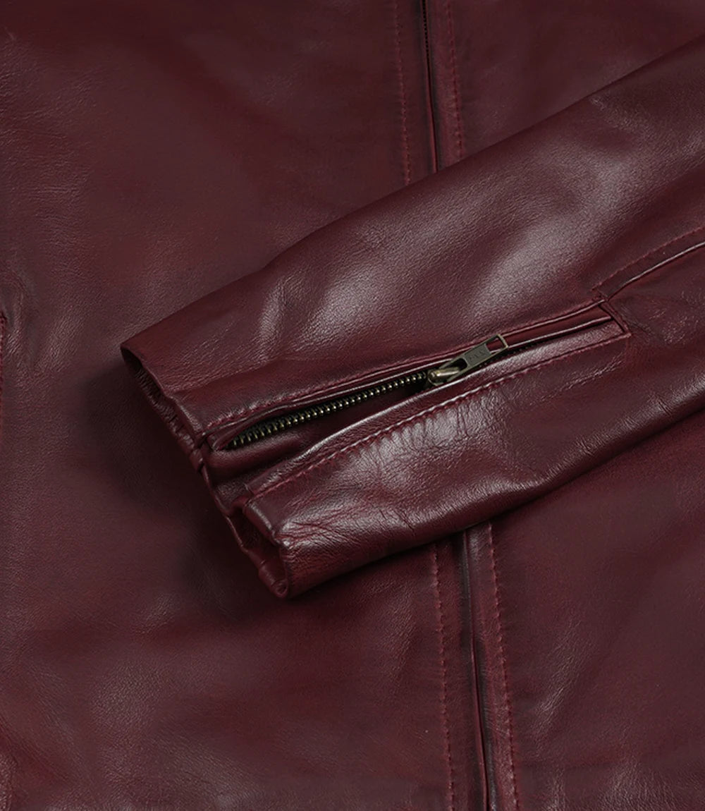 Veste en cuir noir style motard pour homme