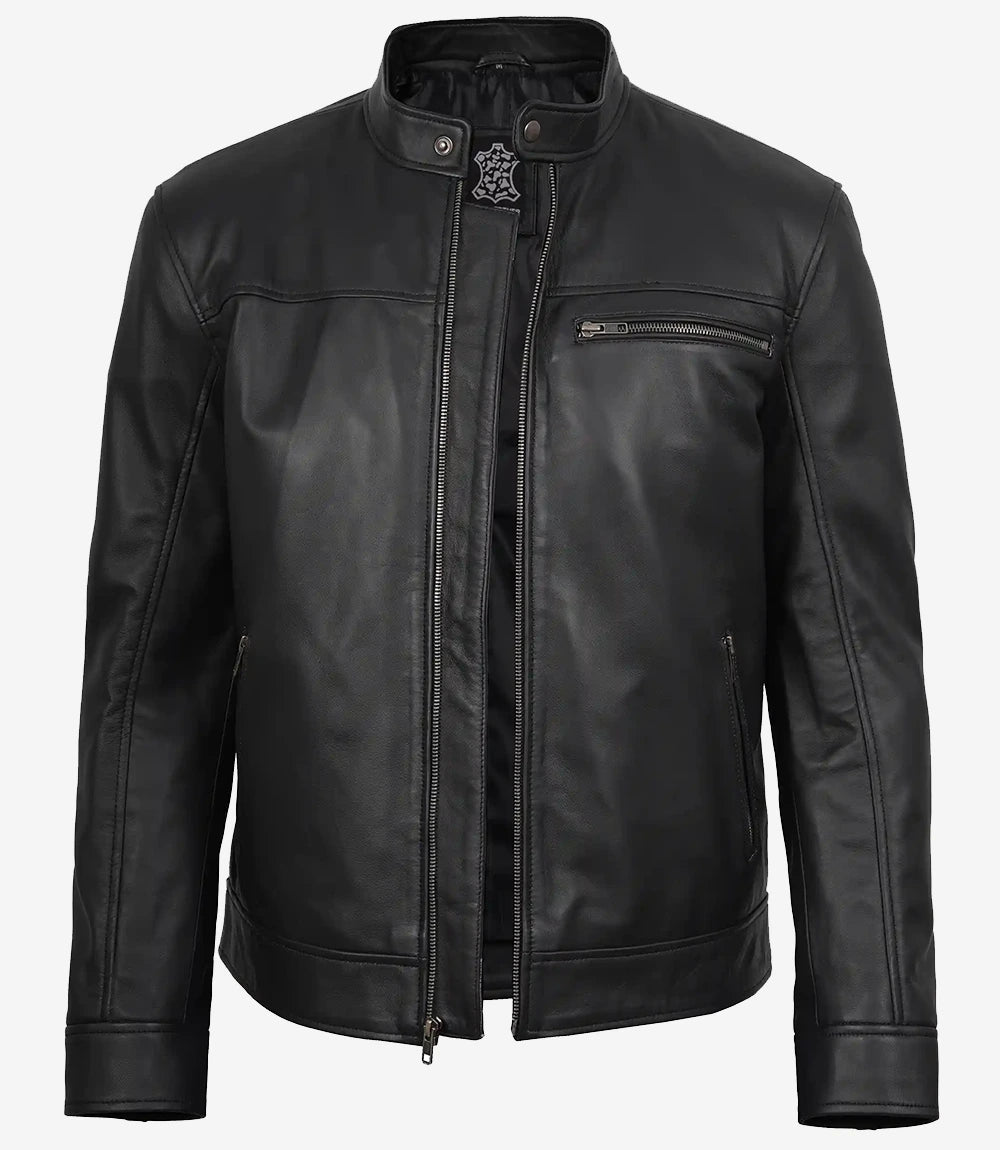 Veste en cuir noir Bickford pour homme – Cuir d'agneau véritable