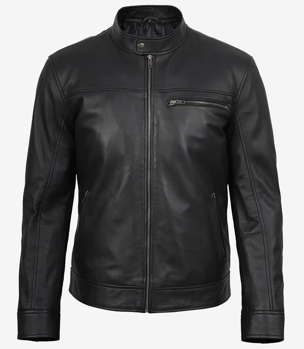 Veste en cuir noir Bickford pour homme – Cuir d'agneau véritable