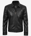MINIMALISTE : Veste Harrington en cuir noir Tony pour homme