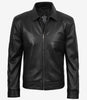 MINIMALISTE : Veste Harrington en cuir noir Tony pour homme
