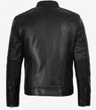 Veste de motard noire en cuir d'agneau véritable pour homme 