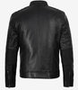 Veste de motard noire en cuir d'agneau véritable pour homme 