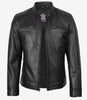 Veste style motard en cuir d'agneau noir pour homme