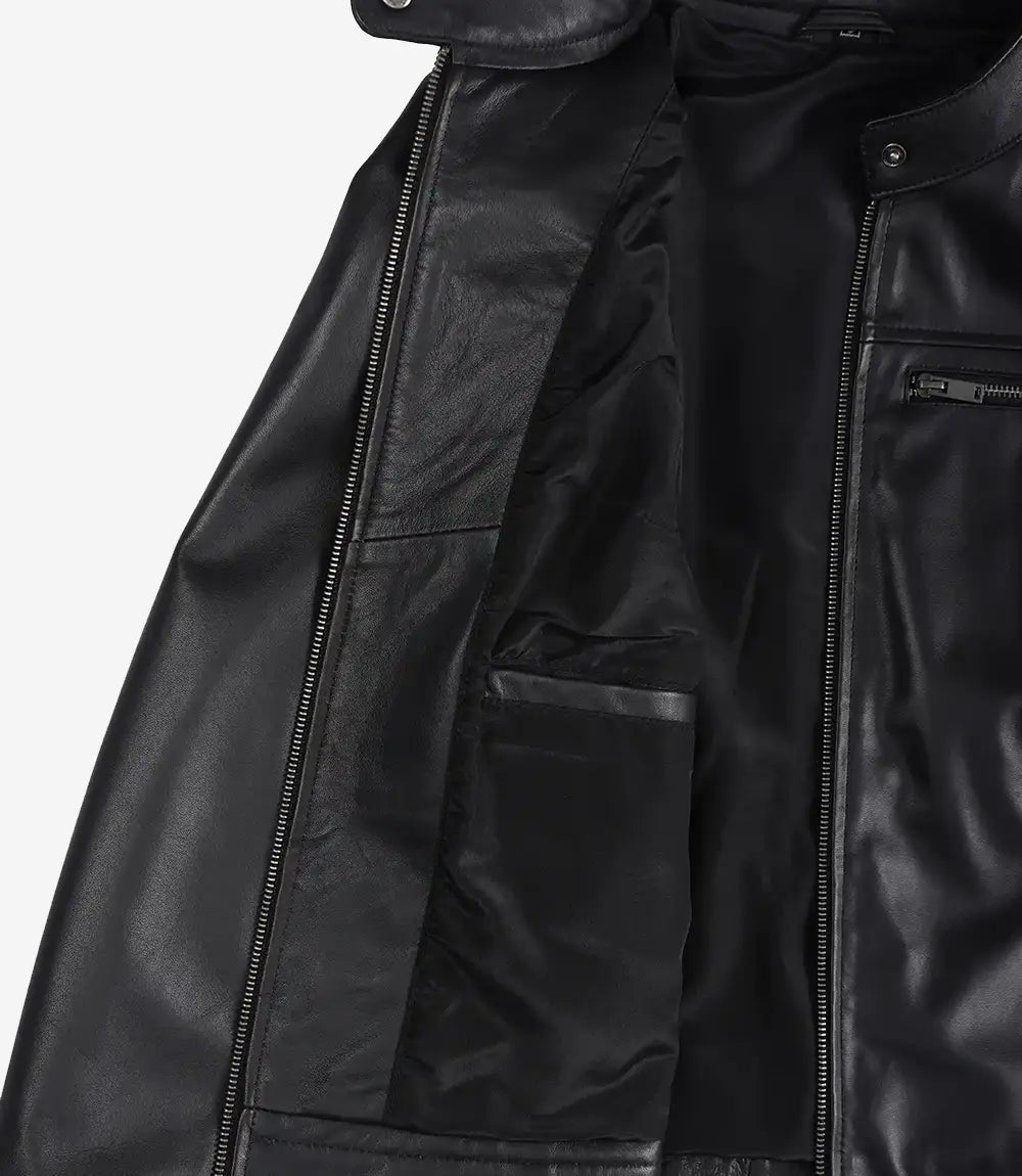 Veste en cuir noir Bickford pour homme – Cuir d'agneau véritable