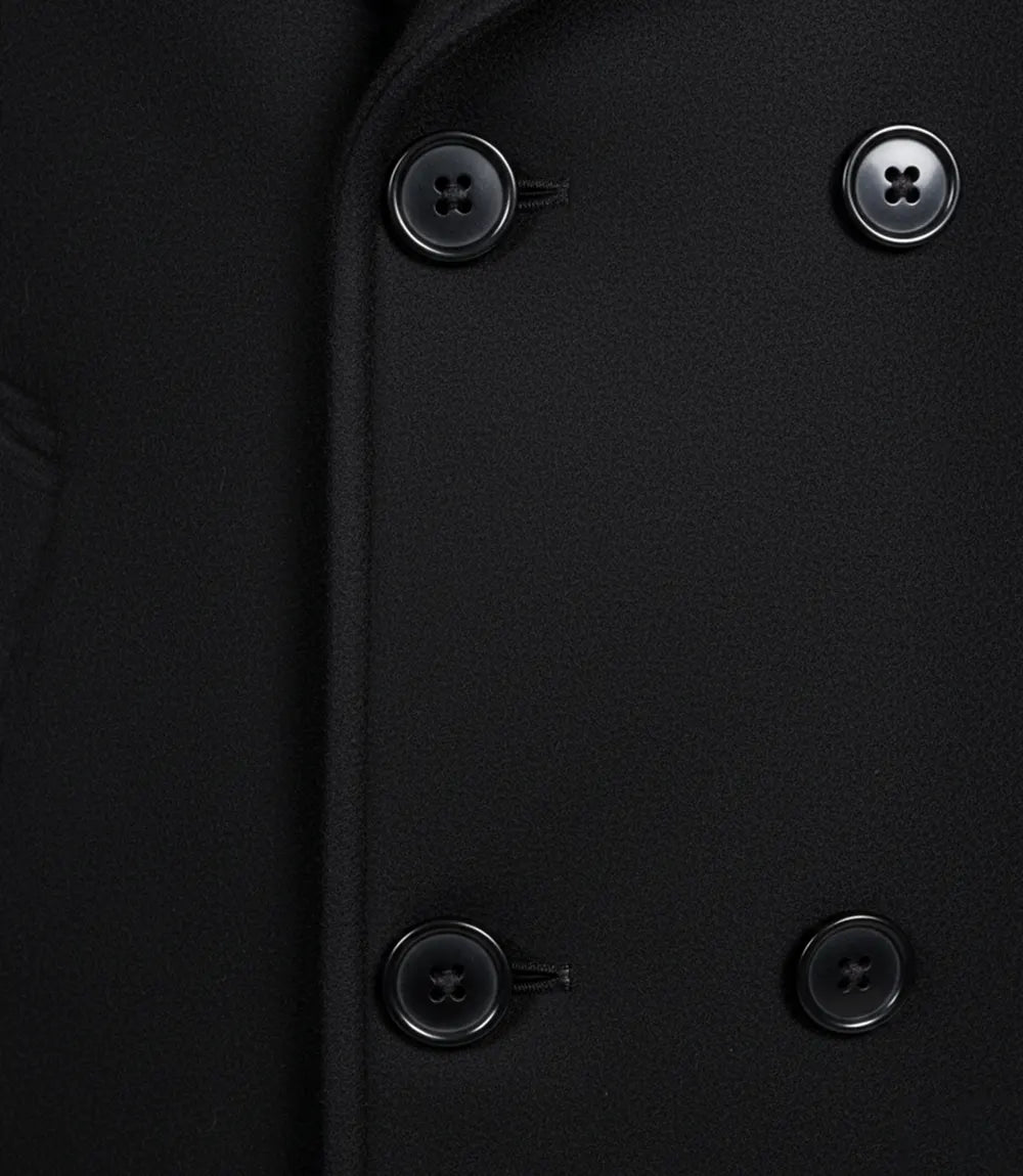 Manteau croisé en laine noire Kenney pour homme – Qualité supérieure