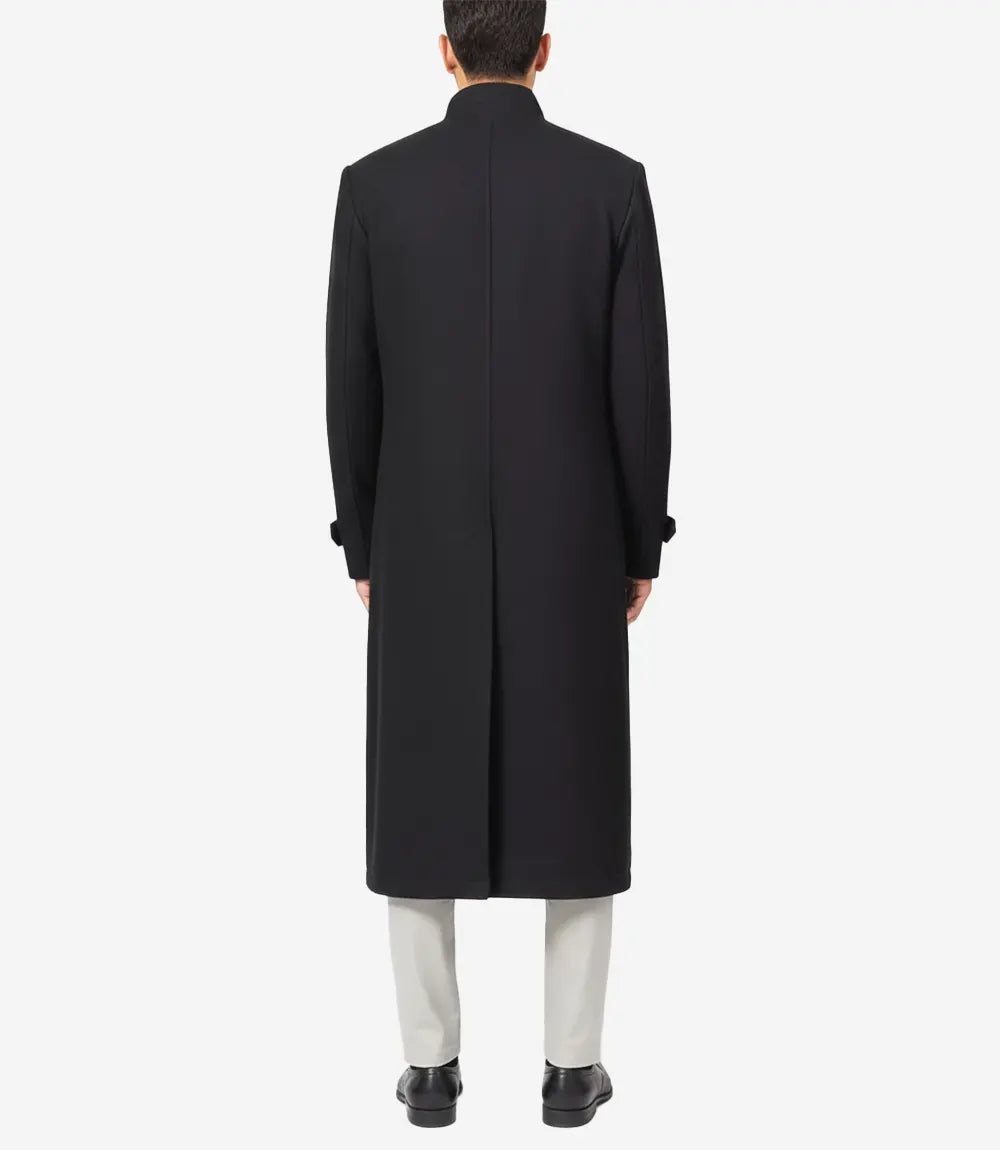 Trench-coat en laine noire à col montant pour homme McGhee