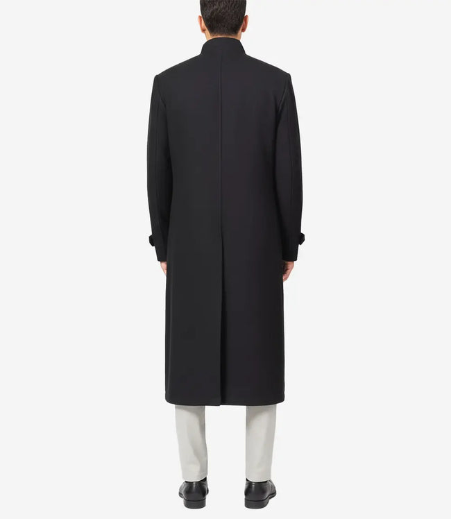 Trench-coat en laine noire à col montant pour homme McGhee