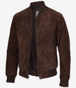 Blouson aviateur en daim marron foncé pour homme