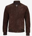 Blouson aviateur en daim marron foncé pour homme