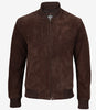 Blouson aviateur en daim marron foncé pour homme