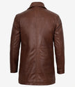Men's Real Leather Button Down Cognac Car Coat