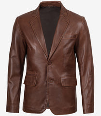 Mens Brown Leather Blazer