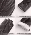 Mens Real Leather Dark Brown Lined Gloves