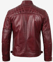 Mens Tall Real Leather Maroon Cafe Racer Jacket