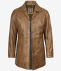 Manteau 3/4 en cuir marron camel pour homme