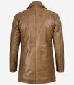 Manteau 3/4 en cuir marron camel pour homme