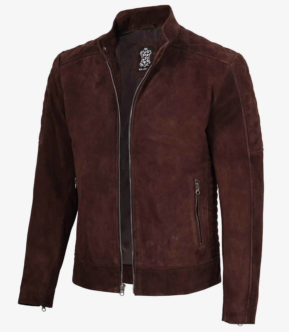 Veste en daim marron foncé haut de gamme pour homme