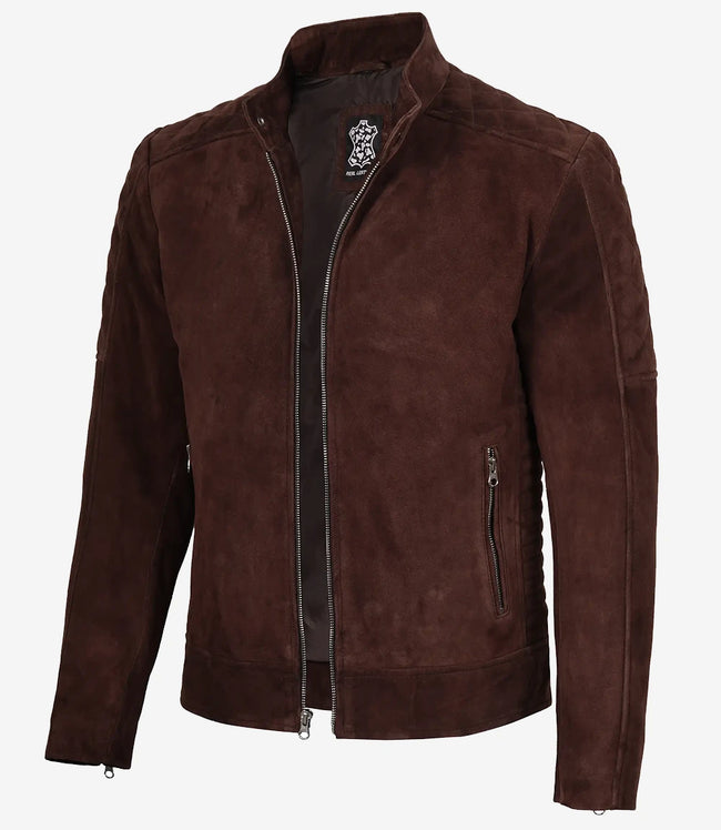 Veste en daim marron foncé haut de gamme pour homme
