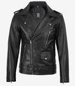 Veste en cuir asymétrique noire pour homme – Style moto