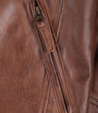Veste en cuir matelassée style motard marron cognac pour homme
