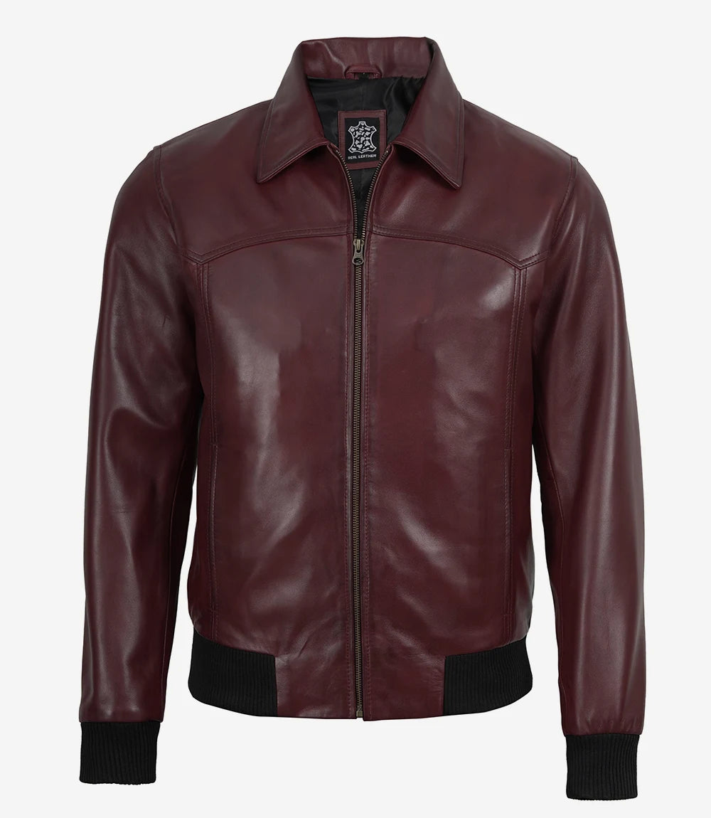 Veste en cuir noir style motard pour homme