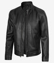 Veste en cuir style motard noir Owen pour homme