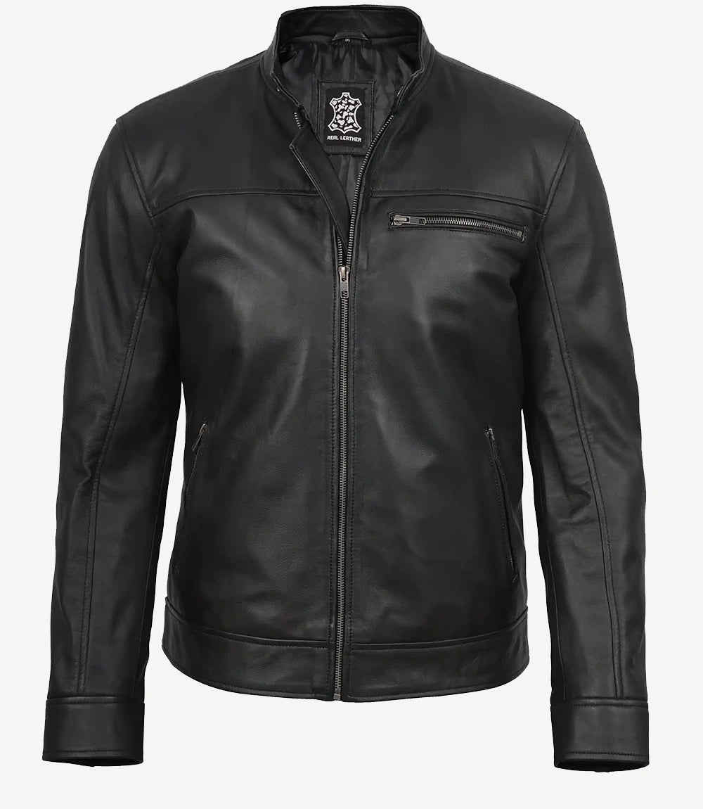 Veste en cuir noir Bickford pour homme – Cuir d'agneau véritable