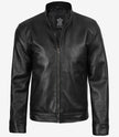Veste en cuir style motard noir Owen pour homme