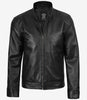 Veste en cuir style motard noir Owen pour homme