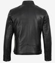 Veste style motard en cuir d'agneau noir pour homme