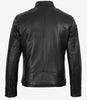 Veste style motard en cuir d'agneau noir pour homme