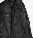 Veste de motard noire en cuir d'agneau véritable pour homme 