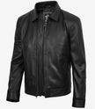 MINIMALISTE : Veste Harrington en cuir noir Tony pour homme