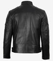Veste de motard noire en cuir véritable pour homme