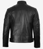 Veste de motard noire en cuir véritable pour homme