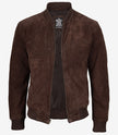 Blouson aviateur en daim marron foncé pour homme